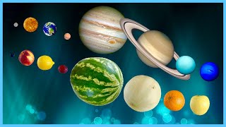 Planet Sizes Fruit and Berry | Solar System Comparison | 8 Planets order | Vitamin Salad for kids