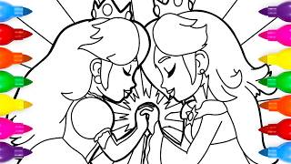 Draw and Color Princess Peach and Rosalina Sister Power | Super Mario Galaxy Movie Coloring Page