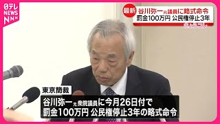 【速報】谷川弥一元衆議院議員に罰金100万円  公民権停止3年の略式命令  東京簡裁