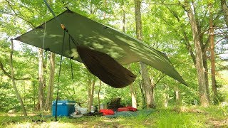 DD tarp to DD hammocks to bonfire and daycamp  土師ダムファミリーキャンプ場  【Hammock camping】