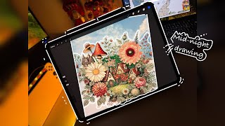 Let’s Draw with Me | Relaxing Midnight Art Vlog | Cozy iPad Sketching | #3 #digitalart #artist