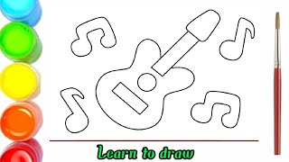 Menggambar gitar untuk anak-anak/drawing guitar for kids/bolalar uchun gitara chizish