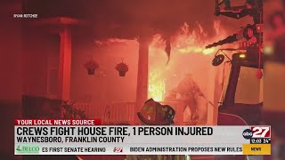Crews battling two-alarm house fire in Franklin County, at least one injured
