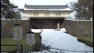 Shibata City, Japan. A castle town and a historic shrine. In front of the station.【4K】2022/02/19