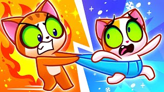 ❄️ Cold VS Hot 🔥 Baby Learning Opposites Challenge with Purr-Purr Tails 🐾