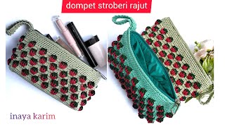 CROCHET ll DOMPET RAJUT MOTIF STROBERI ll TUTORIAL CROCHET