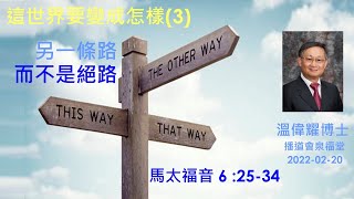 【這世界要變成怎樣(3)：另一條路，而不是絕路】 (廣東話) ~  溫偉耀博士