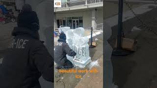 beautiful work with ice ❄️🥶ਬਰਫ਼ ਨਾਲ ਸੁੰਦਰ ਕੰਮ canada 🇨🇦#canadain #vlog #snow #shorts