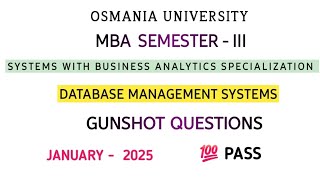 DATABASE MANAGEMENT SYSTEM || MBA SEMESTER  - 3 || IMPORTANT QUESTIONS || OU || ‎@shivanipallela 