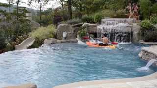 Fun Inground Swimming Pool Design with Slide \u0026 Kayaking