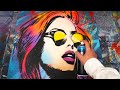 Explosive Pop Art Stencil Painting: Create a Stylish Portrait with Fluorescent Colors! 🎨🚀