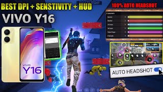 Vivo Y16 free fire best auto headshot dpi hud sensitivity setting😱 | Vivo Y16 free fire test📱