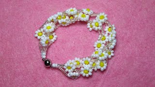 Kristal ve preciosa boncuktan Papatya bileklik/Браслет Ромашка /Chamomile beaded bracelet.