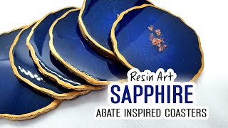 Resin Art - How to make Sapphire coasters using a silicone mold