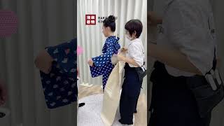 着物コーディネート·レディース ネイビーブルー燕子桜柄小紋#洛楽着物RAKURAKUKIMONO #京都着物レンタル#京都和服體驗#京都和服体验#着物着付け体験#kyotokimonorental