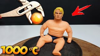 EKSPERIMEN: BOLA PANAS 1100 DERAJAT VS STRETCH ARMSTRONG..?!