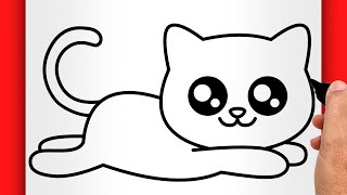 HOW TO DRAW A CAT (EASY) - Cute Cat Drawing (EASY)