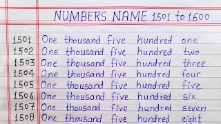எண்களின் பெயர் 1501 முதல் 1600 வரை // ஆங்கிலத்தில் 1501 முதல் 1600 வரையிலான வார்த்தைகளில் உள்ள எண்கள் // 1501 முதல் 1600 எண் பெயர்கள்