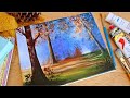 Autumn Morning Acrylic Painting | Full Acrylic Painting tutorial | Step by Step