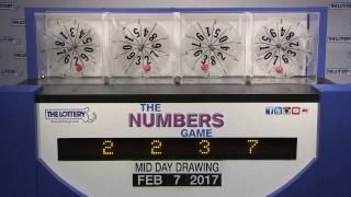 Midday Numbers Game Drawing: Tuesday, February 7, 2017