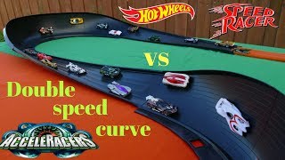 Hot Wheels Fat Track Speed Racers vs Acceleracers Tournament race