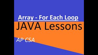 AP CSA Unit 6 For Each Loop in Arrays