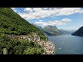 lugano gandria by drone in switzerland