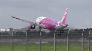 昨日の出来事 横風MAX32M ウインドシアか強烈タッチダウン ピーチ A320 Rwy16L Landing 成田空港 nrthhh