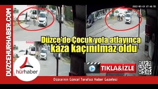 Düzce'de Bisikletli çocuk yola atlayınca kaza kaçınılmaz oldu