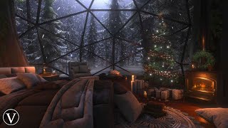 Christmas Igloo | Winter Night Ambience | Wood Stove Fireplace & Snowstorm/Blizzard Sounds