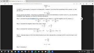 Data Analysis with Excel Part 2a Weighted Linear Regression