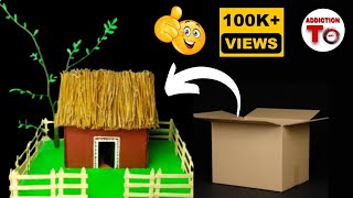 How To Make A Hut For School Project | Kutcha House Model | Best Out of Waste
