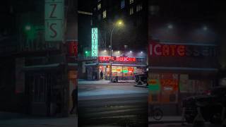 Katz's Delicatessen on a Snowy Night | framer.art