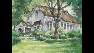 Landscape Watercolor - House with trees (Arches rough) NAMIL ART#shorts