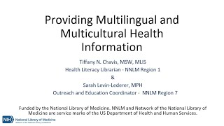 Providing Multilingual and Multicultural Health Information. March 14, 2023.