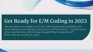 E/M Coding in 2023 Changes