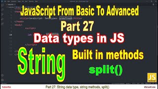 split() method | String data type in JavaScript | Part 27 | JavaScript | #SmartCode