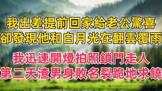 我出差提前回家給老公驚喜，卻發現他和白月光在翻雲覆雨，我迅速開燈、拍照、鎖門、走人，第二天渣男跪地求饶