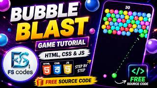 Bubble Blast Game Tutorial using HTML CSS & JavaScript | Free Source Code