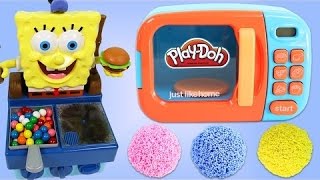 LEARN COLORS Magic Microwave Rainbow Play Foam & GumBall SpongeBob Fryer Playset!