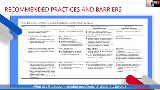 What are the recommended practices for biosafety levels?