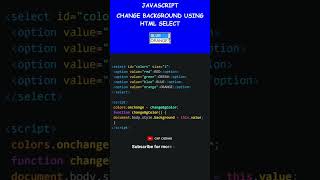 Change background color in javascript #shorts #viral