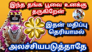 இந்த தங்க பூவை உனக்கு கிடைக்கும் அதை நீ அலச்சியபடுத்தாதே அதன் மதிப்பு அதிகம்