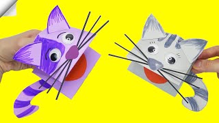 DIY moving paper toys | Puppet cat | How to make paper cat