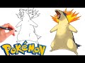 How To Draw TYPHLOSION POKEMON #157 | Generation 2