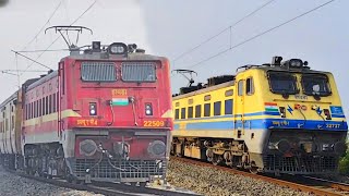 Dangerous Honking Shatabdi Livery WAP 4 Lead Garib Rath+Malda intercity+katwa Howrah BEML Local ER