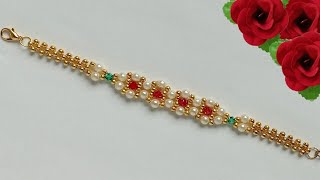 Simple bracelet || how to make beaded bracelet || simple bracelet making at home || easy bracelet