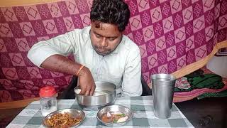 Eating Basi pakhal, panta bhaat, Aloo bhaja, tamatar chitka l Asmr l Big Bite l Mukbang