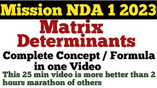 NDA 1 2023 | Matrix and Determinants | Complete Concept Revision
