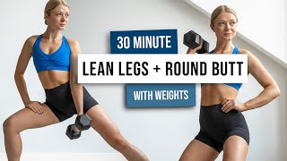 30 MIN KILLER LOWER BODY HIIT Workout with weights, Lean Legs + Round Booty Home Workout